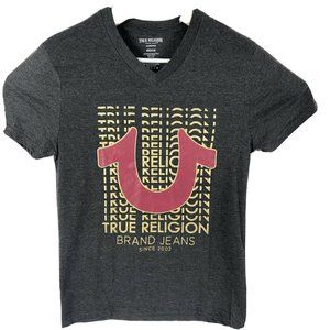 True Religion Men's V-Neck Huge Horseshoe Logo Tee T-Shirt Sz Medium NWT NEW